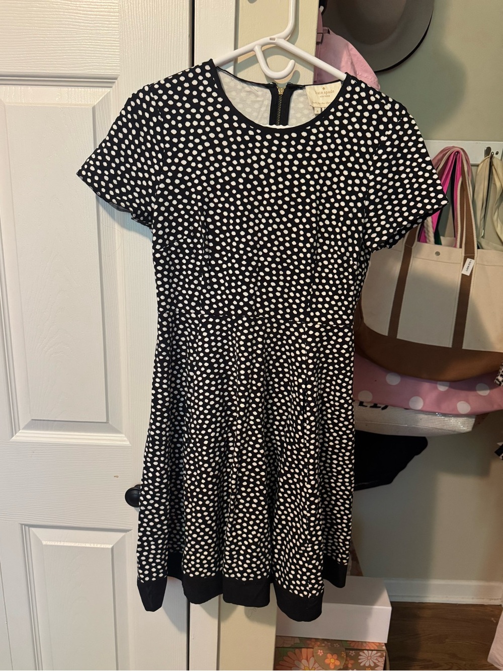 kate spade Black and White Polka Dot Fit-and-Flare Dress